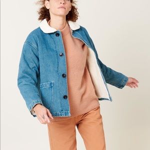 Olderbrother Denim Sherpa Chore Coat, XS